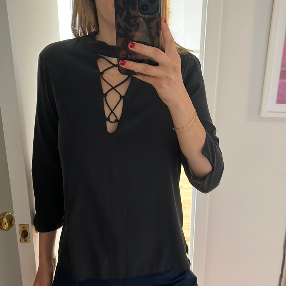 Zara lace up backless blouse